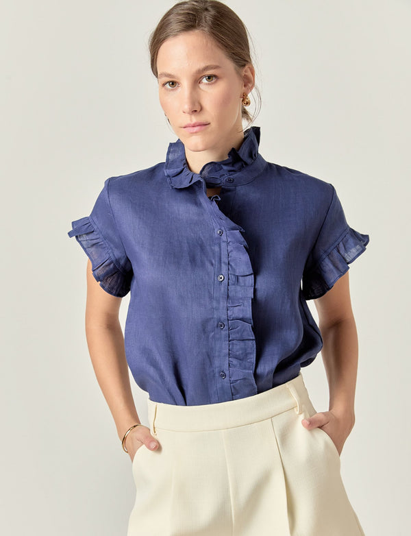 Linen Ruffle Top