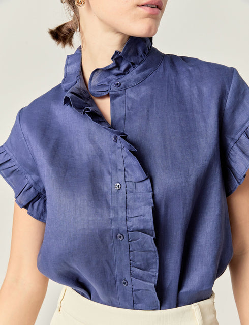 Linen Ruffle Top